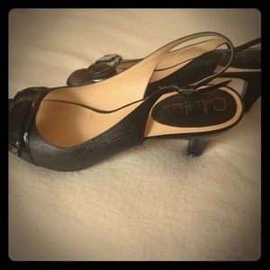 Cole Haan 9B peeptoe slingbacks